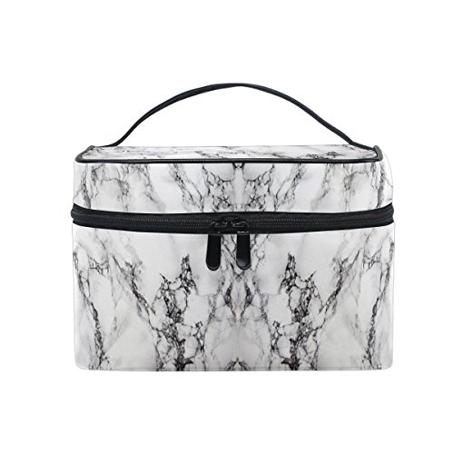 Bolsa para maquillaje con estampado de pulpos, con asa de transporte y compartimentos, para chicas adolescentes y mujeres, ideal para ir de viaje Mármol