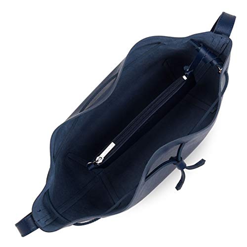 Bolso bombonera Lancaster Pur en piel saffiano azul oscuro