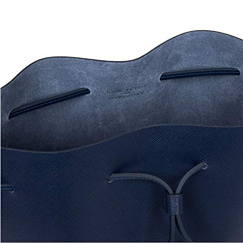 Bolso bombonera Lancaster Pur en piel saffiano azul oscuro