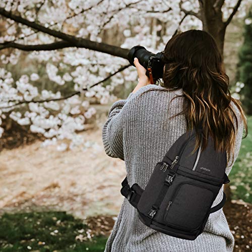 Bolso de Hombro para cámara ARVOK, Mochila Impermeable para cámara con Funda para Lluvia y sujección para trípode, Bolso para cámara Profesional para Canon Nikon Sony Fujifilm DSLR, SLR y Objetivos