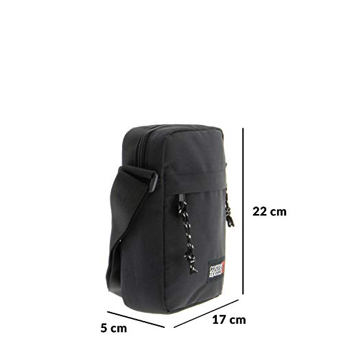 Bolso para Hombre Bolso Bandolera Coronel Tapiocca Casual con Solapa Bolsillos y Cremallera Denim 17.5x22x5.5 cm Negro