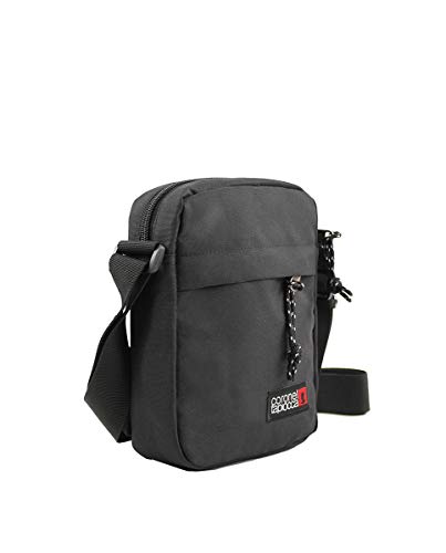 Bolso para Hombre Bolso Bandolera Coronel Tapiocca Casual con Solapa Bolsillos y Cremallera Denim 17.5x22x5.5 cm Negro