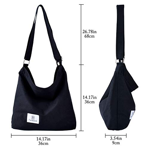 Bolsos Mujer,Fanspack Bolso Bandolera Mujer de Lona Hobo Bag Bolsos de Crossbody Bolso Shopper Multifuncional (Negro)