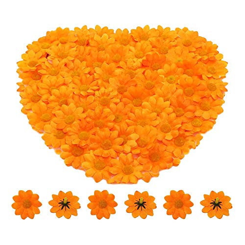 Bornfeel Margarita Artificial 100 Piezas Gerbera artificial Adorno para Oficina Casa Manualidades Bodas Fiestas Tela Naranja 3.8 x 3.8 x 2 cm