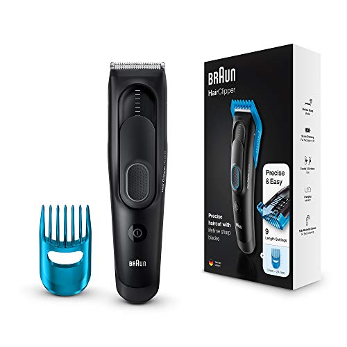 Braun HC 5010 - Máquina de cortar pelo profesional, cortapelos con 9 longitudes de corte, negro