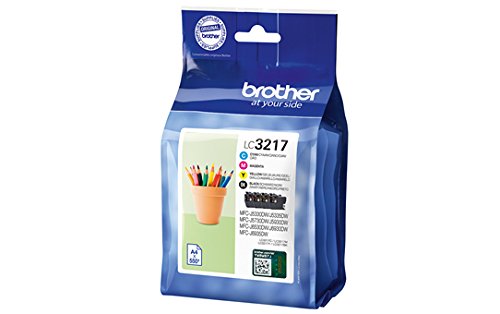 Brother LC-3217 Tinta LC3217VAL Pack 4 Cart, Negro, Estándar