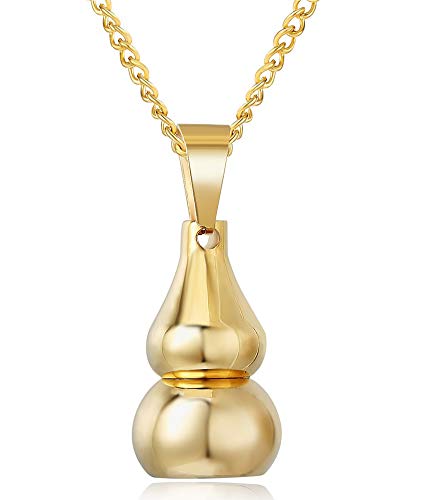 Calabaza Puede Abrir Collar Colgante, Botella de Perfume Retro Punk Street Acero Titanio Fundido Acero Inoxidable Collar Colgante Hombres y Mujeres Joyas de Regalo al por Mayor.-Gold