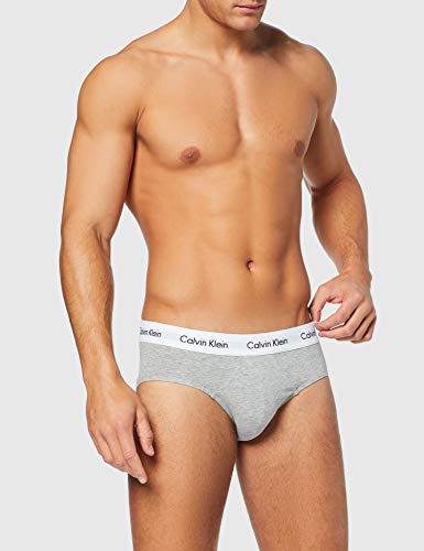 Calvin Klein 3P Hip Brief, Calzoncillos para Hombre (3 unidades), Multicolor (Blanco/Gris/Negro 998), Medium