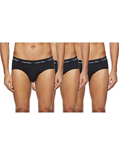 Calvin Klein Cotton Stretch-3er Cierre, Negro (Black W. Black WB Xwb), Large (Pack de 3) para Hombre