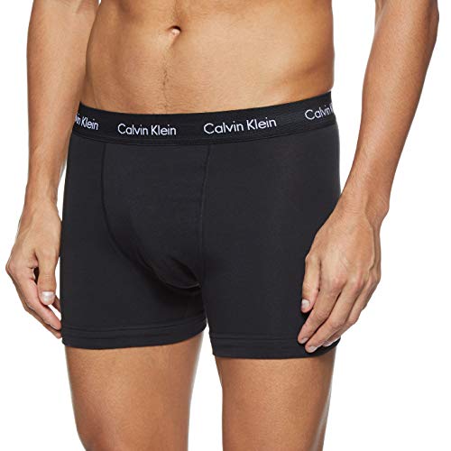 Calvin Klein Hombre - Pack de 3 bóxers de tiro medio - Cotton Stretch, Negro (Black W. Black Wb Xwb), M, (Pack de 3)