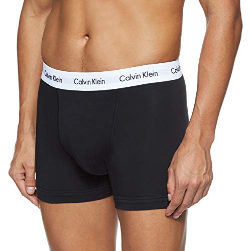 Calvin Klein Hombre - Pack de 3 bóxers de tiro medio - Cotton Stretch, Negro, M, (Pack de 3)