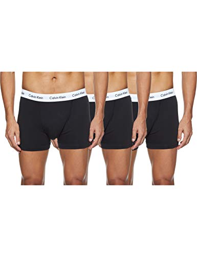 Calvin Klein Hombre - Pack de 3 bóxers de tiro medio - Cotton Stretch, Negro, M, (Pack de 3)