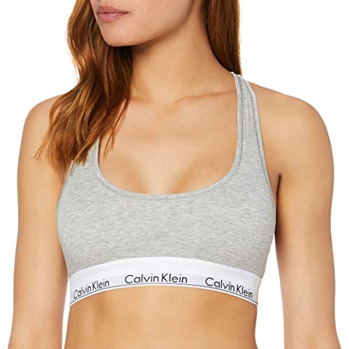 Calvin Klein Modern Cotton-Bralette Sudadera con Capucha y Cremallera, Gris (Grey Heather 020), Medium para Mujer