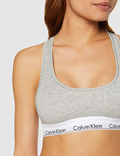 Calvin Klein Modern Cotton-Bralette Sudadera con Capucha y Cremallera, Gris (Grey Heather 020), Medium para Mujer