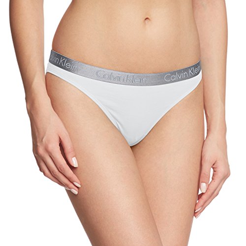 Calvin Klein Radiant Cotton-Thong Tanga, Blanco (White 100), Large para Mujer