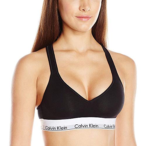 Calvin Klein Women's Modern Cotton Lightly Lined Bralette, Black, Medium