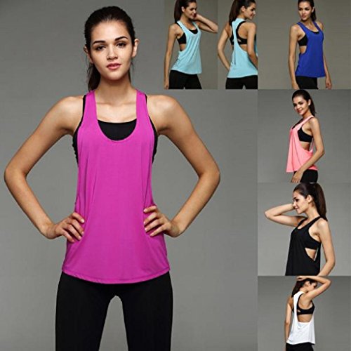 Camisetas sin Mangas Mujer,SHOBDW Playa De Verano Sexy Suelto Talla Grande Cuello Redondo Gimnasio Deporte Entrenamiento FíSico Entrenamiento Blusa para Correr para Mujer(Blanco,S)