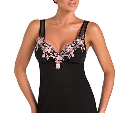 Camisón de la marca Donna para mujer. Elegante, con adornos, en gran caja de regalo negro / rosa Medium (38)