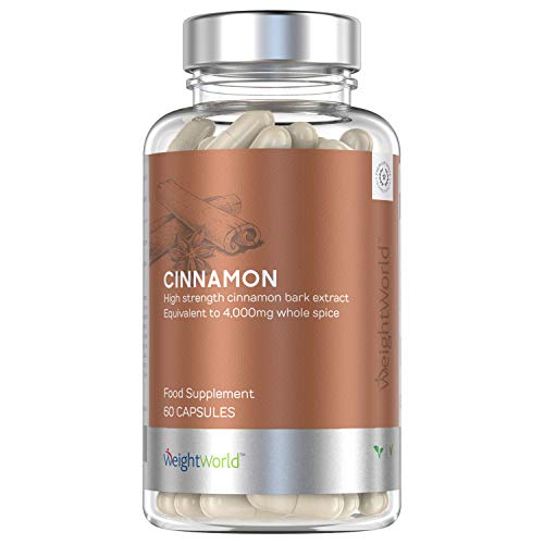 Canela de Ceilán Pura Dosis Potente de 4000mg | Antiinflamatorio Natural y Antioxidante con Vitaminas, Mejora Sistema Inmunológico, Suplemento Para Adelgazar, Para Veganos y Celiacos, 60 Cápsulas