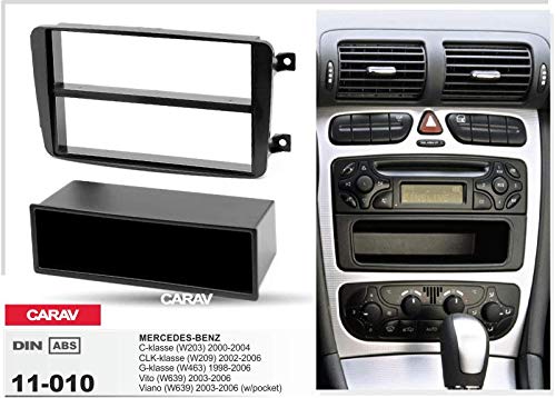 CARAV 11-010 1-DIN Marco de plástico para radio para MERCEDES BENZ C-Klasse (W203) 2000-2004; CLK-Klasse (W209) 2002-2006; G-Klasse (W463) 1998-2006; Viano (W639) 2003-2006; Vito (W639) 2003-2006 with pocket