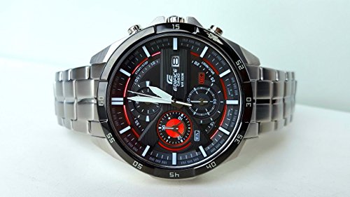 Casio EDIFICE Reloj en caja sólida, 10 BAR, Rojo/Negro, para Hombre, con Correa de Acero inoxidable, EFR-556DB-1AVUEF