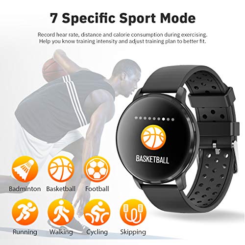 CatShin Smartwatch, Reloj Inteligente para Hombre Mujer, CS06 IP68 Impermeable Reloj de Fitness con Podómetro Pulsómetros Caloría, Pulsera Actividad Inteligente para Android iOS (Negro)