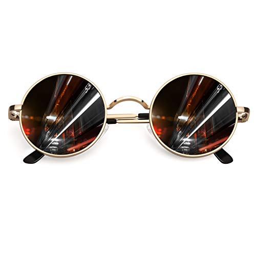 CGID E01 Estilo Vintage Retro Lennon inspirado círculo metálico redondo gafas de sol polarizadas para hombres y mujeres