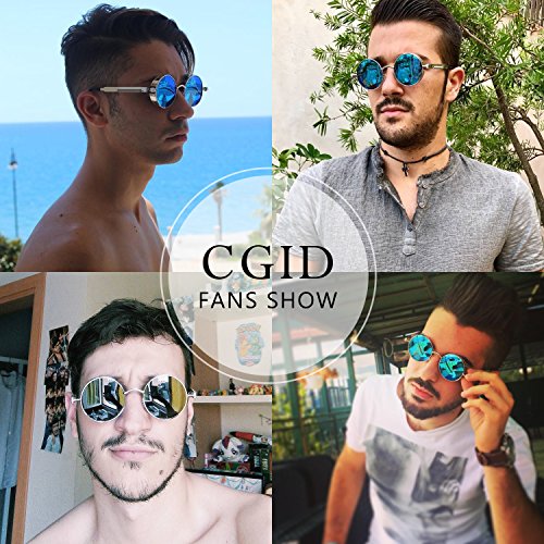 CGID E72 Steampunk estilo retro inspirado círculo metálico redondo gafas de sol polarizadas para hombres