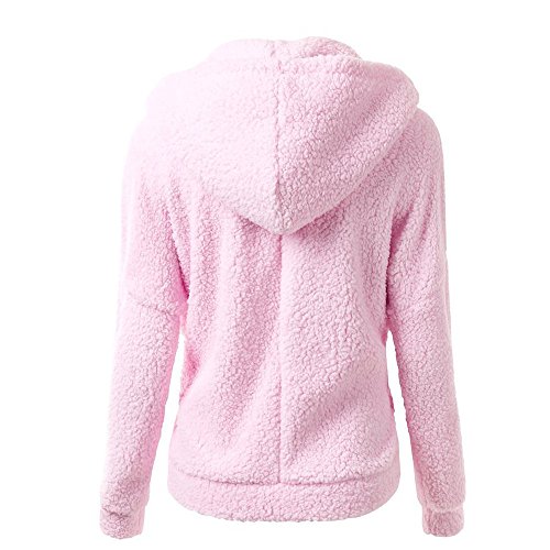 Chaqueta Mujeres de Invierno de Lana Cálida Cremallera Abrigo con Capucha Casual Suéter Abrigo de Algodón Outwear Hoodie riou