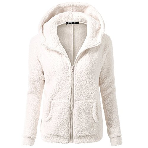 Chaqueta Mujeres de Invierno de Lana Cálida Cremallera Abrigo con Capucha Casual Suéter Abrigo de Algodón Outwear Hoodie riou