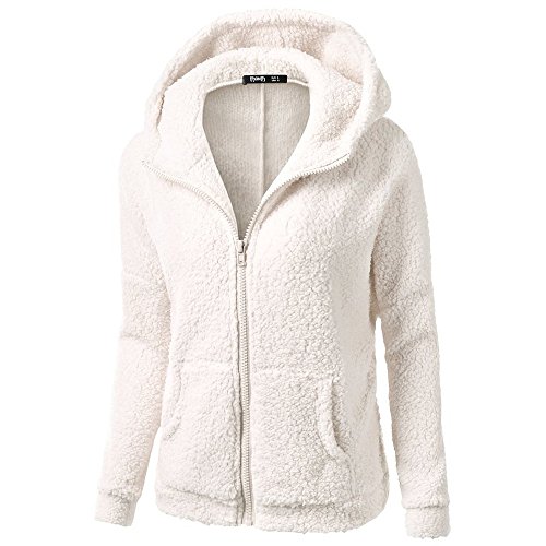 Chaqueta Mujeres de Invierno de Lana Cálida Cremallera Abrigo con Capucha Casual Suéter Abrigo de Algodón Outwear Hoodie riou