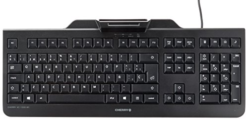 Cherry KC 1000 SC, Teclado de Seguridad Inteligente con USB y con Lector de Tarjetas, Negro, Teclado QWERTY