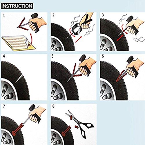 CICMOD 50 pcs Kit de Mecha Pinchazos para Reparación Neumáticos de Coche, Moto y Bicicletas 10 cm