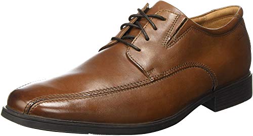 Clarks Tilden Walk, Zapatos de Cordones Derby, Marrón (Dark Tan Leather-), 41.5 EU