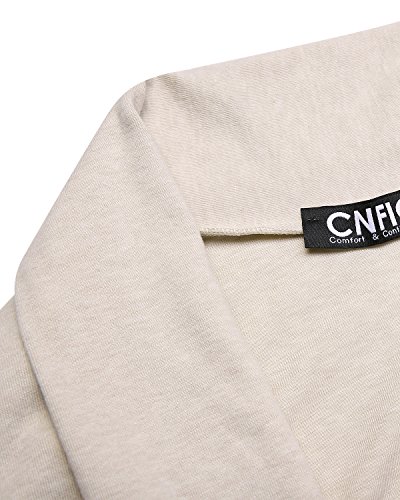 CNFIO Mujer Cárdigans Chaqueta Jersey Suelta Frente Abierto Bolsillo Manga Larga Cálido Beige XL