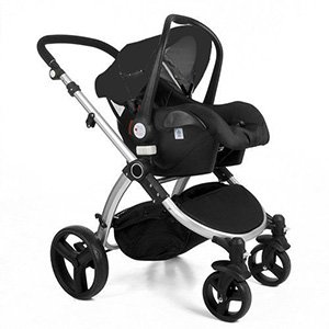 Cochecito de Bebe 3 en 1 Go Baby Neo (Silla con Capazo + Grupo 0 + Saco Polar + Nuevo Bolso Cambiador + Sombrilla + Burbuja de Lluvia). Color Black/Grey.