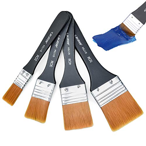 COCOCITY Madera Cepillo de Pintura Set Cabeza del Cepillo Mango de Madera Pincel para acrílico, Aceite, Acuarela (4 Piezas)