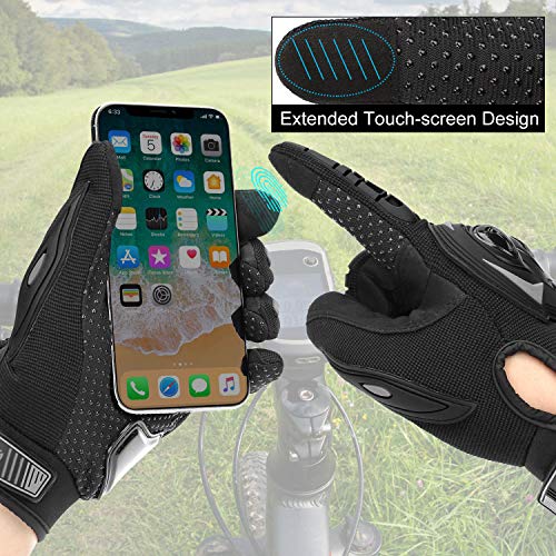 COFIT Guantes de Motos, Guantes de Pantalla Táctil Full Touch para Carreras de Motos, MTB, Escalada, Senderismo y Otros Deportes al Aire Libre - Negro XL