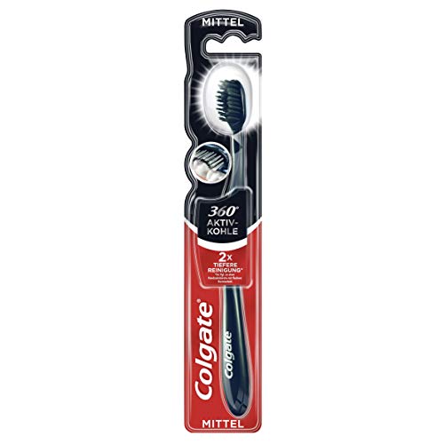 Colgate - Cepillo de dientes 360° de carbón activo, dureza media, 1 unidad