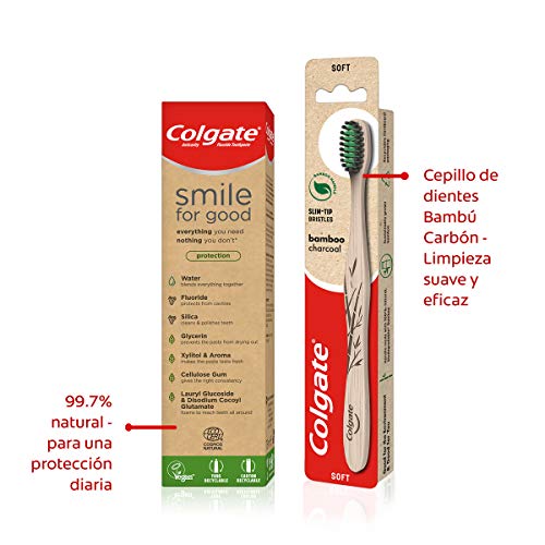 Colgate Kit Eco-friendly con Pasta de Dientes Smile for Good (3 x 75 ml) y Cepillo Bambú Carbón (1 unidad)