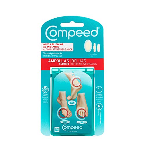 COMPEED Ampollas Surtido, 5 Apósitos Hidrocoloides - Pack de 2 (Total 10), Cuidado de Pies, Cura más rápido