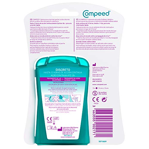 COMPEED® Calenturas, 15 Parches - Pack de 2 (total 30), Tratamiento de las Calenturas, Cura rápidamente, Tamaño de los parches 1,5 x 1,5 centímetros