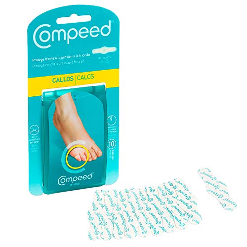 COMPEED Callos Protección - Medianos, 10 Apósitos Hidrocoloides - Pack de 2 (Total 20), Cuidado de Pies, Elimina de forma rápida y natural, Dimensiones: 1,7 cm x 6,0 cm