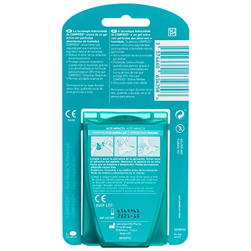 Compeed Extreme, Ampollas Medianas Con 20% Más Almohadillado, 5 Apósitos Hidrocoloides - Pack De 2 (Total 10) 40 g