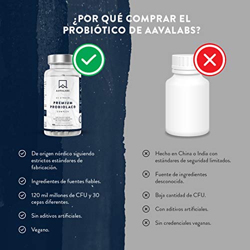 Complejo Probiolac Premium - Alta Potencia - 120 Mil Millones de UFC - 30 Cepas de Bacterias Buenas - Zinc Añadido para el Sistema Inmunológico y Soporte para el Metabolismo - 90 Cápsulas