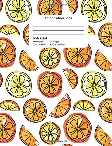 Composition Book: Oranges and Limes Wide Ruled 120 Pages Notebook