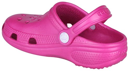 Coqui 8101 ligero y cómodo Zueco de antibacteriano couqiairtm EVA, con tiras de talón para un agarre perfecto, niña, Big Frog-fuchs, fucsia, 28,5