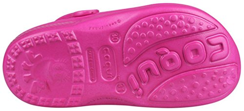 Coqui 8101 ligero y cómodo Zueco de antibacteriano couqiairtm EVA, con tiras de talón para un agarre perfecto, niña, Big Frog-fuchs, fucsia, 28,5