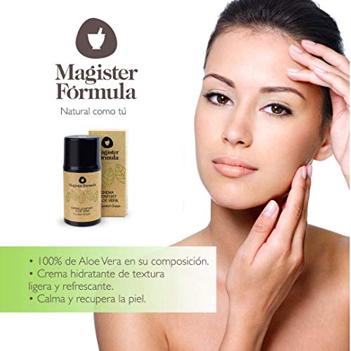 Crema Aloe Vera Hidratante Confort 50 ml | Extracto de Aceite 100% Puro | Todo tipo de piel | Regeneradora facial | Antiedad, Antiarrugas y Antimanchas | Mujer y Hombre | Magister Formula