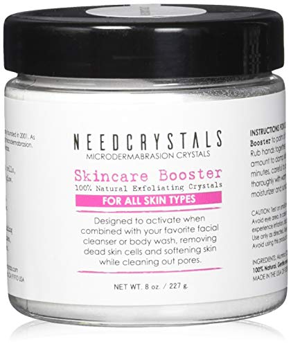 Cristales de microdermabrasión NeedCrystals, exfoliante facial. Exfoliante facial natural para pieles apagadas o secas mejora cicatrices de acné, espinillas negras, tamaño de poro, arrugas, manchas y textura de la piel. 227 Gramos